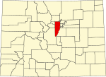 Map of Colorado highlighting Jefferson County